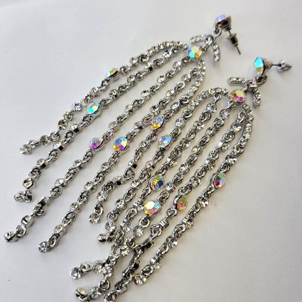 Crystal Chandelier Earrings With Aurora crystals bridal earrings